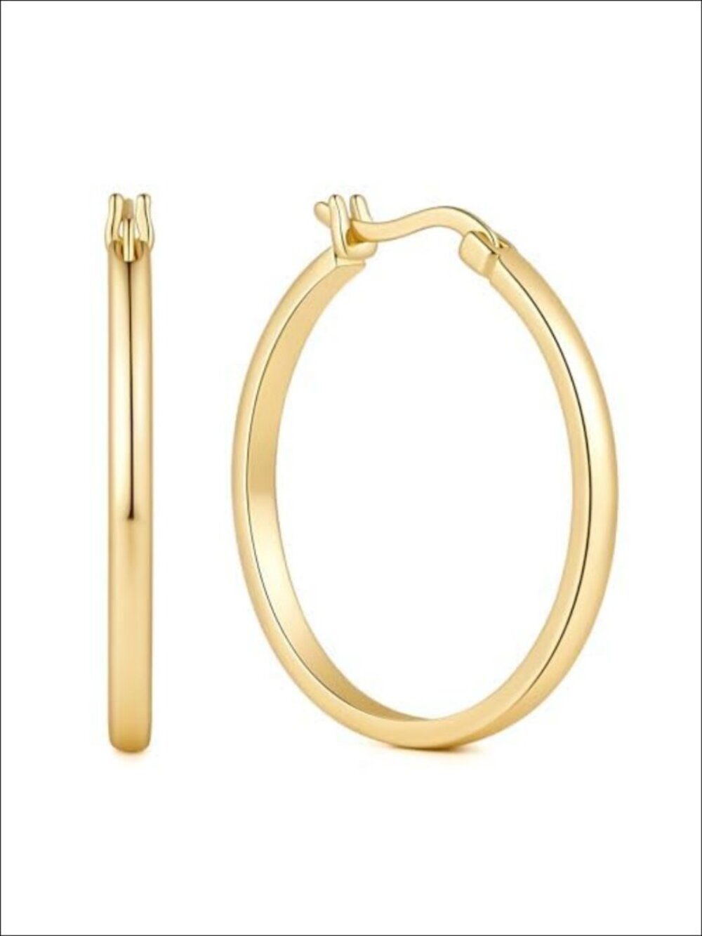 14K Gold Plated Hoop Earrings Lever Back Classic Statement